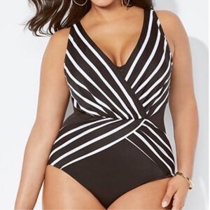 Swimsuits for All plunge neck Verge one piece swim suit